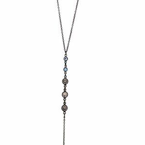 Metal NWT necklace links w clear crystals center d